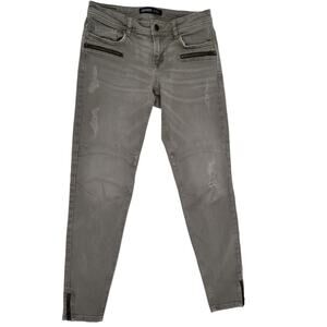 Zara Basic Z1975 Women's Size 4 Moto Style Jeans Gray‎ Ankle Zippers Pockets
